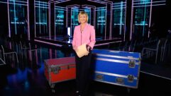 Image of Julie Etchingham on the set of tonight's ITV debate